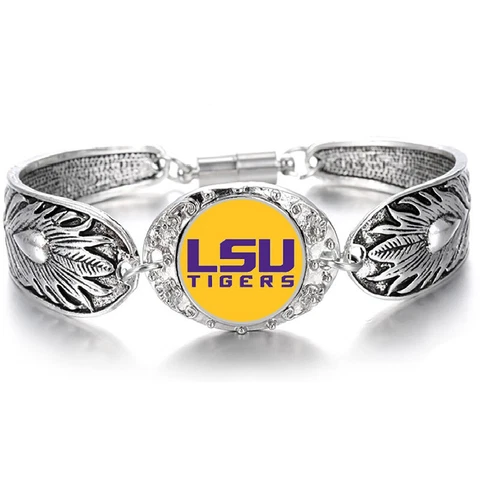 LSU Tigers Louisiana State Women's Sterling Silver Bracelet College Football D3 Cover