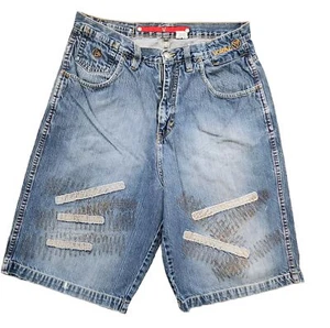 Vintage Y2k VOKAL Patchwork Denim Jeans Shorts Jorts Gr. 32 Skater Baggy Hip Hop - Bild 1 von 16