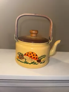 Rare Antique Merry Mushroom Sears Enamel Steel Tea Kettle With Original Box - Picture 1 of 6