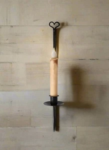 Primitive rustikale schwarze Eisen Herz konische Wandleuchte 15" - Bild 1 von 6