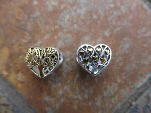 Trollbeads (2) "IBB" Sterling Silver Beads, Family, "Heart", "Tree of Life"