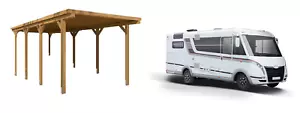 Carport Flachdach WoMo 700x600cm Leimbinder Leimholz Fichte BSH für Wohnmobile - Bild 1 von 1