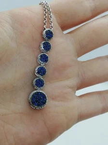 Collana Zancan con Ciondolo cerchi Pendenti Diamanti e Zaffiri Oro Bianco 18Kt  - Imagen 1 de 7