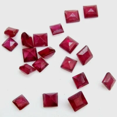 Wholesale Lot of 3mm & 3.5mm Square Cut Natural Ruby Loose Calibrated Gemstone - Image 1 of 4
