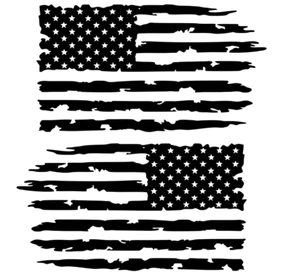Tattered Distressed American Flag Decal Vinyl Sticker Set of 2 LEFT RIGHT Side - Foto 1 di 2