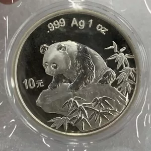 1999 China 10 YUANES Moneda Panda China 1999 Moneda de Plata Panda 1 OZ con caja - Imagen 1 de 4