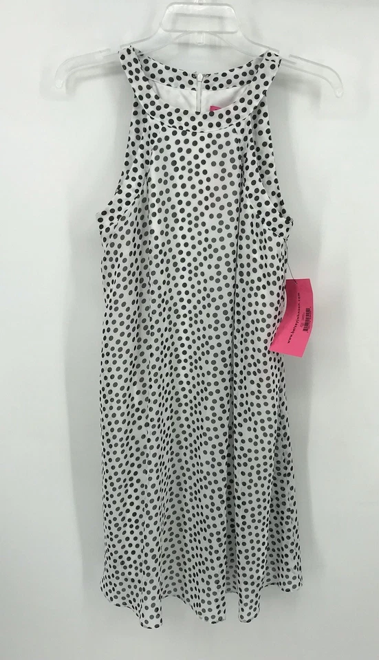 Vestido Betsey Johnson Blanco Negro Lunares Sin Mangas Tienda Columpio Talla 2 Nuevo con Etiquetas Foto 1 de 4