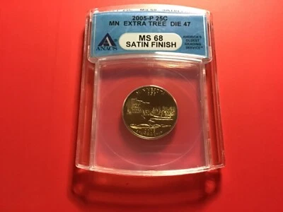 2005 P Minnesota Quarter Extra Tree WDDR - 47  MS 68 Satin Finish  Toned Nicely - Image 1 of 2