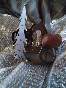 Kerzenständer Holz & Metall Pferde Design - Bild 1 von 5