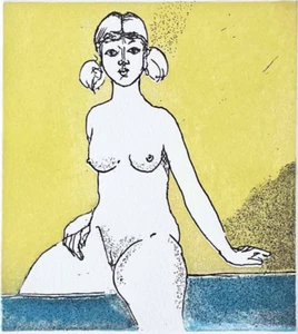 Franco GENTILINI "Nudo" Anni '80 acquaforte /tinta originale firmata - Picture 1 of 2
