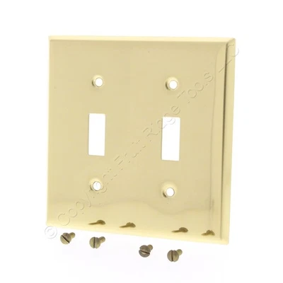 Leviton 89709 Brass Finished Steel 2-Gang Toggle Switch Standard Wallplate Cover - Image 1 of 4