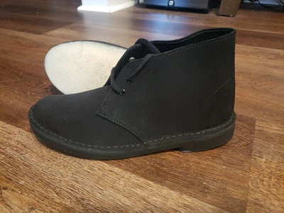 Size 9 Women's Shoes Clarks DESERT BOOT Lace Up Ankle Booties 55524 BLACK SUEDE - Image 1 of 4