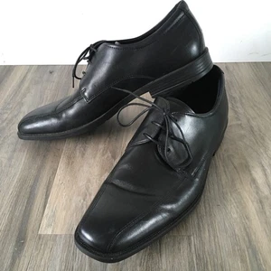 Ecco Mens Black Oxford Dress Shoes Leather Derby Shoes Size 44 US 10 10.5 Square - Picture 1 of 24
