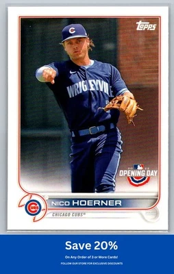 Nico Hoerner 2022 Topps Opening Day #147 Chicago Cubs - Image 1 of 2