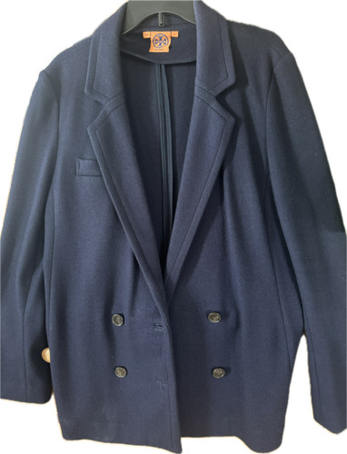 Blazer giacca donna Tory Burch blu navy scollo a V doppiopetto