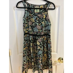Johnny Was dress Floral Black Silk drawstring waist black  colors EUC xs generou - Picture 1 of 13