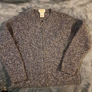 Talbots Damenpullover Merinowolle Langarm durchgehender Reißverschluss blau Small - Bild 1 von 7