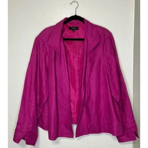 Talbots Woman 22W Pink Linen Blazer Jacket Lined Pockets Open Front Lightweight - Picture 1 of 11