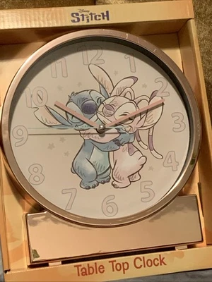 Disney LILO & STITCH 9” Reloj de Mesa Precioso Marco Brillante Oro Rosa NUEVO Foto 1 de 4