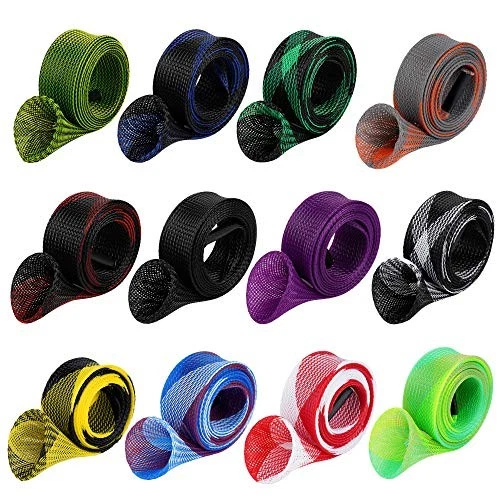 12pcs Rod Sock Fishing Rod Sleeve Rod Cover Braided Mesh Rod Protector Pole Glov