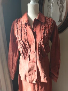 Vintage 1980er 90er Bagatelle Größe 8 Wildleder Rüschen Shirt Jacke & Maxirock - Bild 1 von 17