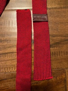 Vintage Polo Ralph Lauren Chaps All Cotton Red Skinny Square Knit Men's Neck Tie - Picture 1 of 2