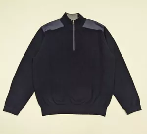 PETER MILLAR 1/4 Zip Extra Fine Merino Wool Sweater Size L Pullover Blue Golf - Picture 1 of 7
