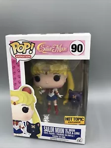 Funko POP Animation Sailor Moon W/Moon Stick & Luna #90 Hot Topic Exclusive NIB - Picture 1 of 6