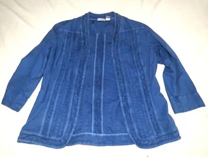 Chico’s Jacket Blouse Ruffled Dark Blue Size 1 - Picture 1 of 3