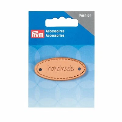 PRYM Handmade Label Leder natur oval 50x20 mm 403796 nähen stricken