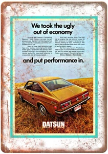 Vintage Datsun 1000, model 210 Auto Ad Reproduction Metal Sign A11418 - Picture 1 of 2