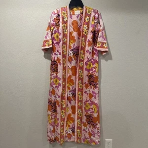 Vintage Fifth Avenue Robes By M.W. Orange Floral Print Long Maxi Robe One Size - Picture 1 of 23