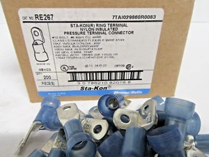 25 Pack Thomas & Betts RE267 Sta-Kon Ring Terminal Connectors 6 Awg #10 Bolt - Picture 1 of 7