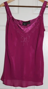 B Moss Fuchsia Beads Cami Women's Ladies Sleeveless Top M Medium - Excellent - Picture 1 of 3