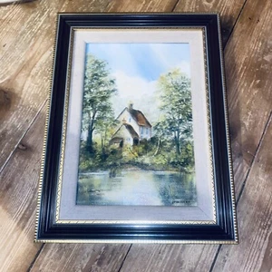 Oil Painting On Board River Cottage Reflections Of Keston Pond Kent Signed Frame - Picture 1 of 24