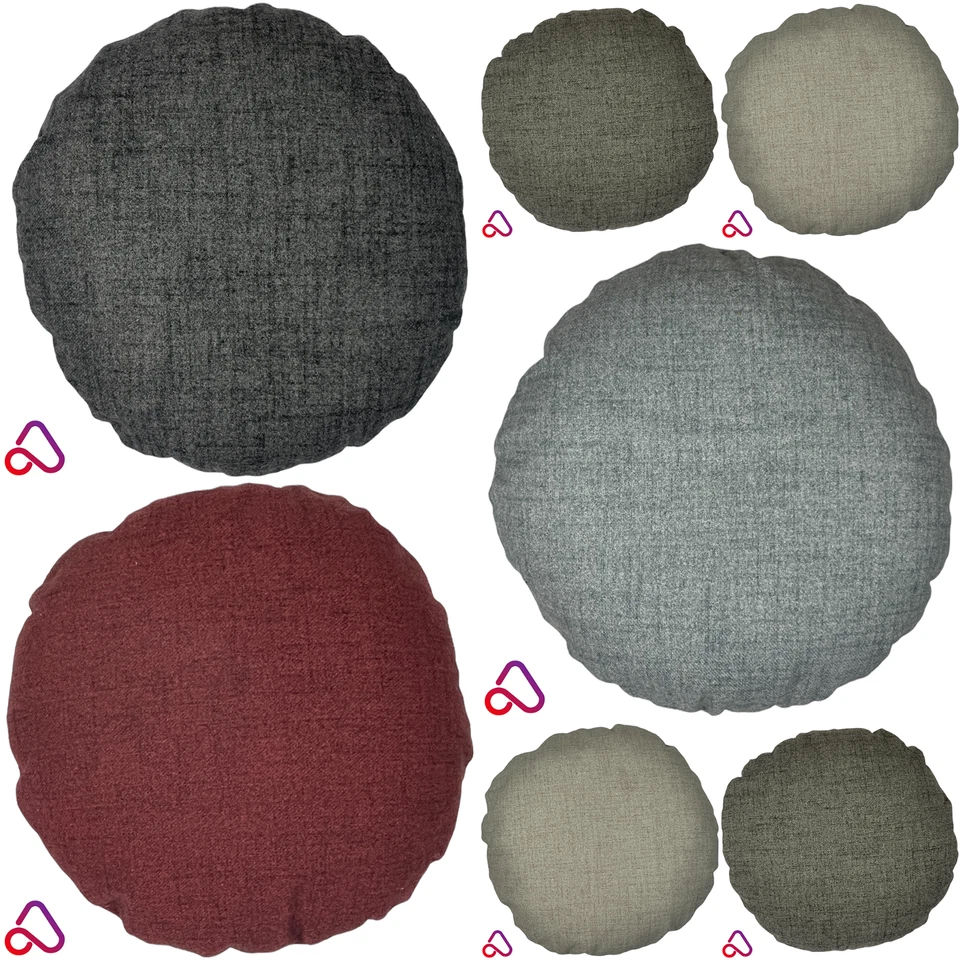 Round Grampian Brushed Wool Like Cushion Cover Handmade Circle Home Decor Sofa - Image 1 of 1