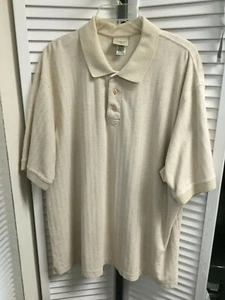 LL Bean Men's XL SS Cotton Linen Polo Golf Shirt Beige (1256) - Picture 1 of 7