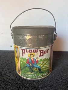 Antique early 1900's Plow Boy Tobacco Advertising Tin with Handle - Picture 1 of 8