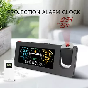 180° LED Rotating Projection Alarm Clock Weather Forecast Temperature and Humid - Picture 1 of 17