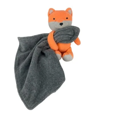 Cobertor de segurança Carter's Orange Fox Lovey cinza bebê 13" chocalho Nunu - Imagem 1 de 4