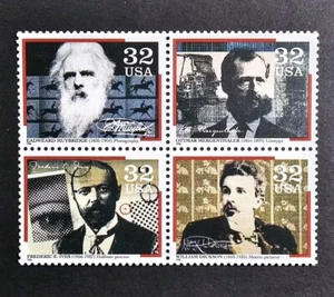 U.S. Stamps SC # 3061-3064a, Pioneers of Communication 32¢ Block 4 - Picture 1 of 1