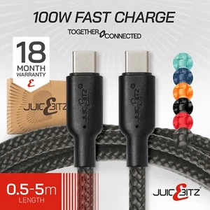 100W USB C Cable Ultra Fast Charging Cable for Mobile Phone Tablet PC Laptop Mac - Picture 1 of 150