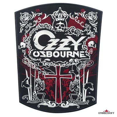 EMBROSOFT CANADA CORP. Ozzy Osbourne Large Patch Crown Skull Hard Rock Embroidered Iron On 11.6"x14.6"