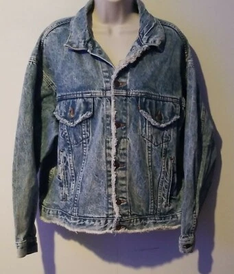 Levis XL винтажный 80-х искусственно состаренный джинсовой ткани Jean куртка Custom выстеганная кислота стирка 70507 - Изображение 1 из 4