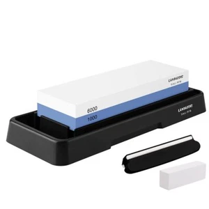 Knife Sharpening Stone Set,Whetstone Dual Sided 1000/6000 Grit Waterstone wit... - Picture 1 of 9