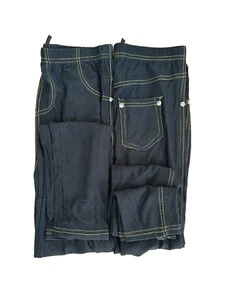 LOT of 2! NWT New Mix Dark Blue Denim /Yellow Stitching Elastic Waist Legging OS - Picture 1 of 14