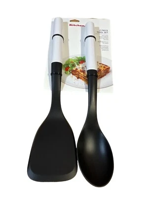 KITCHENAID White 2Pc.  Turner & Basting Spoon Tool SET NEW WITH TAGS! - Image 1 of 4