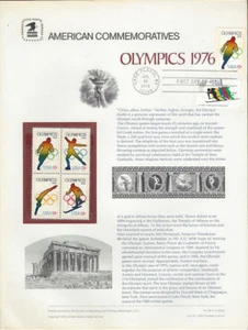 #68 13c Olympics #1695-1698 USPS Commemorative Stamp Panel w/FDC 6 stamps - Picture 1 of 1