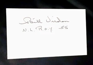 BILL VIRDON added "N.L. ROY 55" PIRATES OF SIGNED AUTOGRAPHED INDEX CARD 3X5 - Picture 1 of 1