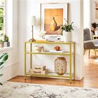 Console Table 3-tier Tempered Glass Sofa Table For Entryway Metal Frame Gold